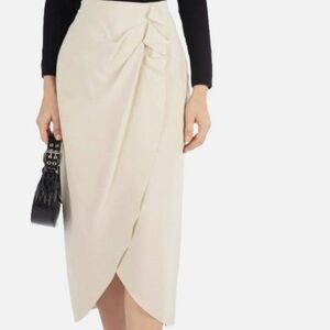 IRO Cream Midi Skirt with Draped Detail